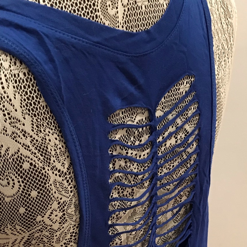 Blue racer back workout tank